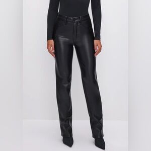 NWT Good American Good Icon Faux Leather Jeans - Black - Size 8